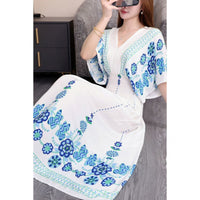 Floral-print Bohemian Cotton Silk Dress