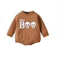 Baby Long Sleeve Letter Skull Print Jumpsuit