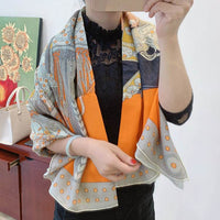 Vintage printed silk cashmere scarf shawl