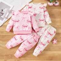 Baby's Cute Butterfly Print Sweater Trousers Suit
