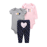 Baby Cartoon Long Sleeve + Short Sleeve Romper + Three-piece Pants