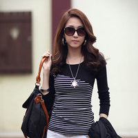 Striped stitching contrast base shirt