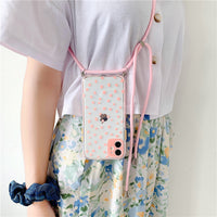 Wave point diagonal lanyard mobile phone soft case