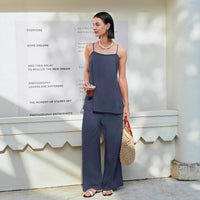 Fashionable Casual Womens Spaghetti-Strap Tank Top And Pants Set