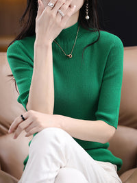 Spring New Half Turtleneck Half Sleeve Women's Bottoming Sweater