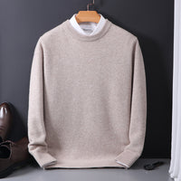Pure Wool Sweater Men's Round Neck Pullover