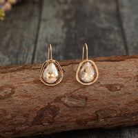 Light-luxury Alloy Earrings With Gemstone Inlays For Women
