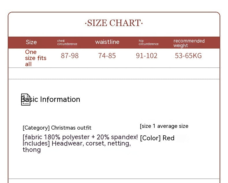 Polyester Red Christmas One-piece Lingerie Uniform Temptation Elk Headdress Jumpsuit