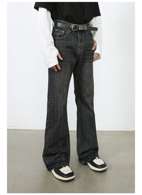 American Retro Slightly Flared Pu Handsome Jeans