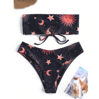 Star Print Triangle Women's Lace Up Sexy Split Bra Bikini
