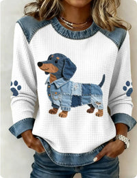 Womens Denim Football Jersey With A Crew Neck Featuring A 3D Digital Print