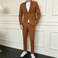 Men's Slim-fit Casual Semi-formal Suit Two-piece Set