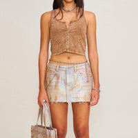 Handmade Wildland Holographic Denim Skirt