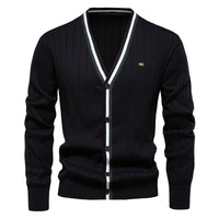 Cardigan Men's V-neck Long Sleeve Sweater Trendy Contrast Color