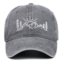 Mountain Style Embroidered Baseball Cap Cotton Worn Looking Washed-out Baseball