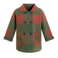 Fashionable Stylish Plaid Knitted Cardigan Coat
