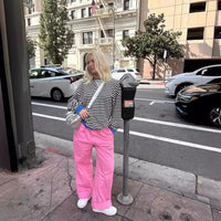 Women's Loose-fitting Casual Striped Hoodie