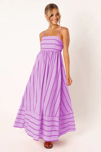 Striped Sleeveless Strap Backless Casual Dress