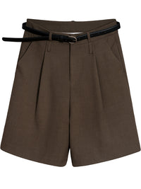 Women's High Waist Straight Suit Cropped Pants Retro Bermuda Shorts