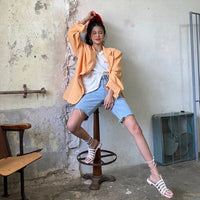 Five-point pants high waist jeans stretch denim shorts