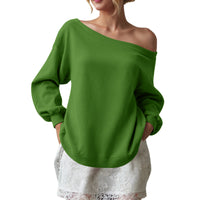 Women's Sweater Casual Solid Color Diagonal Collar