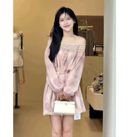 Off-Shoulder Floral Chiffon Summer Loose Dress For Women