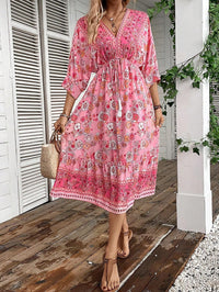 Womens Bohemian Printed Dress With Regular Sleeves