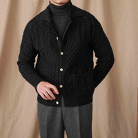 Fashionable Thick Cardigan Sweater Vintage Jacquard Jacket