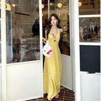 French Style V Neck Halter Dress For Women