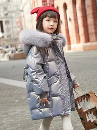 Girls Winter Cotton Plus Thickening Plus Size Wool Collar Cotton-padded Jacket