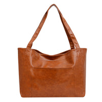 Soft Leather Retro Oil Waxed Leather Large Capacity Shoulder Bag