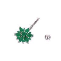 Stainless Steel Zircon Chrysanthemum Belly Ring Short