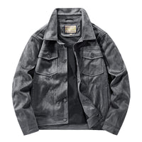 Autumn Thin Suede Jacket Men's Retro Tooling Polo Collar Top
