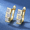 Womens Square Zircon Double-Clasp Earrings