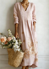 Women's Loose-fitting Fashion V-neck Printed Dress