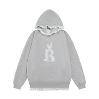Letter Printed Lace Lace Hooded Sweater For Men