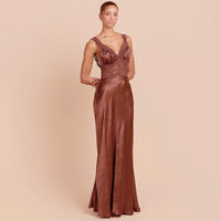 Strapless Low-neckline Patchwork Slim-fit Lace Dress