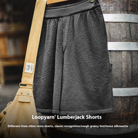 American-style Heavy Gray Loose Profile Straight Breathable Shorts