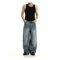 Street-style Vintage Washed Blue Jeans American Style