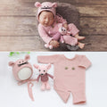 Three-piece Soft Knitted Jumpsuit, Hat, Doll And Mouse