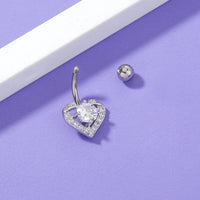 Heart-shaped Round Zircon Navel Ring Navel Nail Puncture