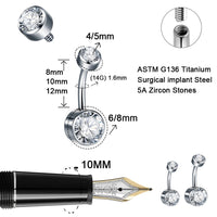 Double-headed Zircon Puncture Internal Thread Titanium Alloy Navel Stud