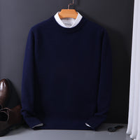 Pure Wool Sweater Men's Round Neck Pullover