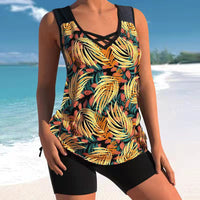 Skirt Style Belly Covered Boxer Pants Large Size Swimsuit