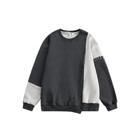 Patchwork Round Neck Sweater Loose Casual Jacket