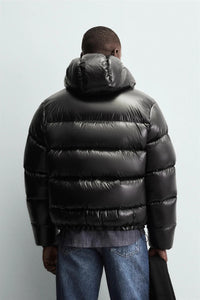 Black Hooded Cotton Jacket Casual
