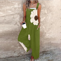 Women's Vintage Print Loose Sleeveless Jumpsuit
