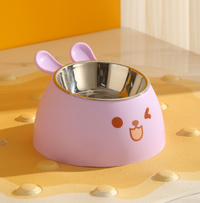 Rabbit Ear Pet Bowl Set-Feeder + Stainless Steel Bowl-Green-1 set