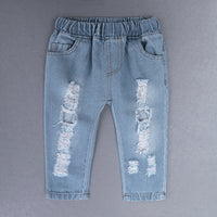Boy's Long-sleeved Plaid Shirt Denim Trousers Three-piece Set