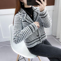 Women's Square Collar Cardigan Woolen Coat Autumn And Winter Korean Style